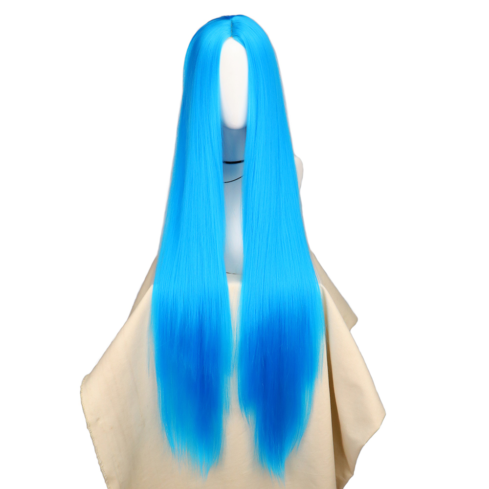 QQXCAIW Cosplay 100cm Long Blu - Anime Cosplay Blue Hair ulasan dan harga